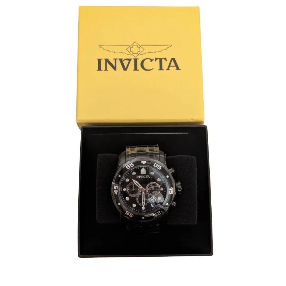 Invicta Pro Diver 0076 Chronograph Watch 48 mm Black Ion Plated Stainless Steel - Picture 15 of 16
